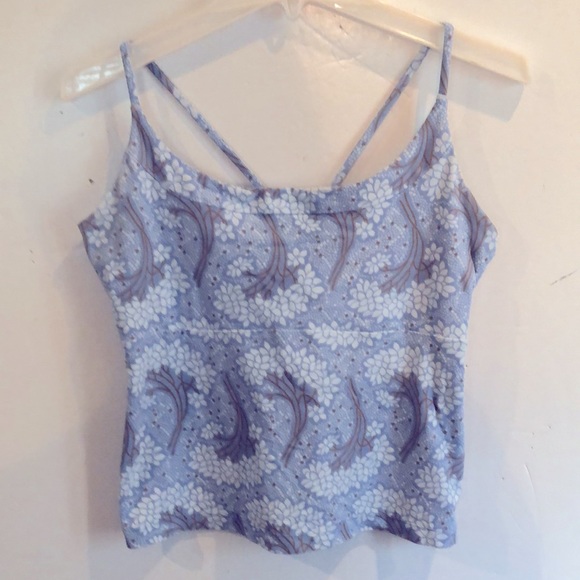 PATAGONIA Blue Floral Athletic Tank TOP L - Picture 1 of 9